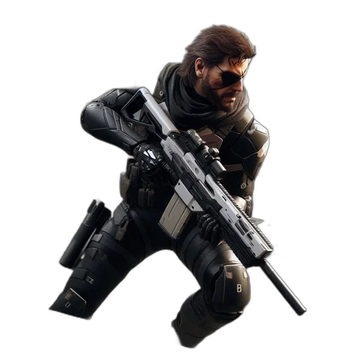 weapon, staff, jacket, face, concept art, 3d render, pixel art, cyberpunk transparent PNG cut-out