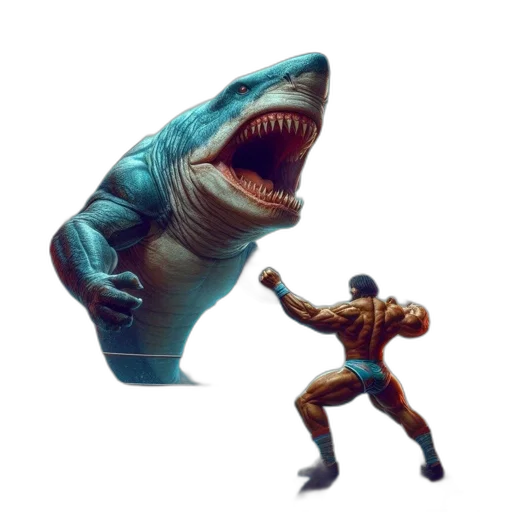 creature, animal, weapon, concept art, pixel art, 3d render, comic book art, underwater transparent PNG cut-out