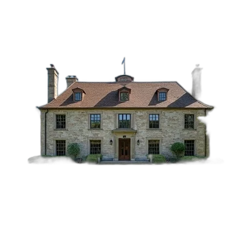 building, 3d render, photorealistic, concept art, large, two-story, stone, house transparent PNG cut-out