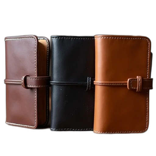 earth tones, collection, three, leather-bound, notebooks, different, colors, brown transparent PNG cut-out