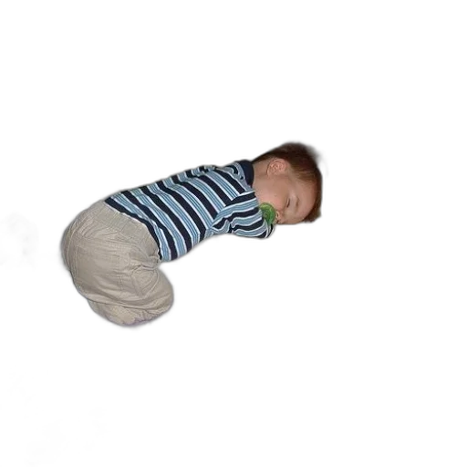 jacket, creature, shoes, hat, 3d render, photorealistic, child, sleeps transparent PNG cut-out