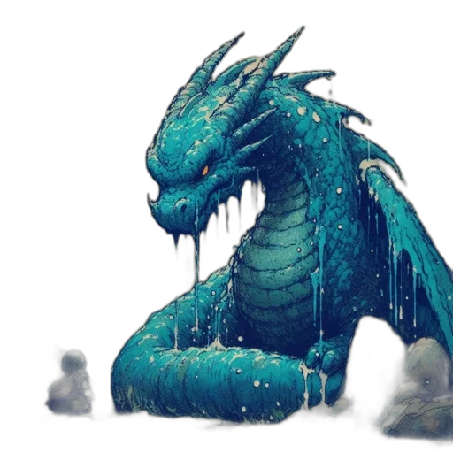 dragon, creature, animal, concept art, fantasy art, pixel art, watercolor, blue transparent PNG cut-out