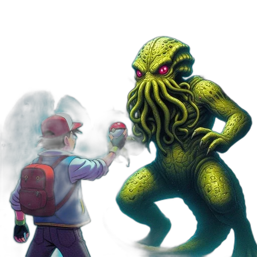 creature, concept art, comic book art, pixel art, fantasy art, fog, underwater, outer space transparent PNG cut-out