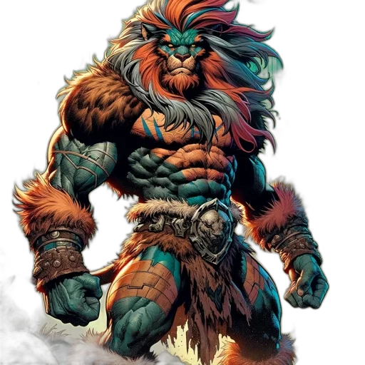 creature, animal, fantasy art, comic book art, concept art, anthropomorphic, lion, figure transparent PNG cut-out