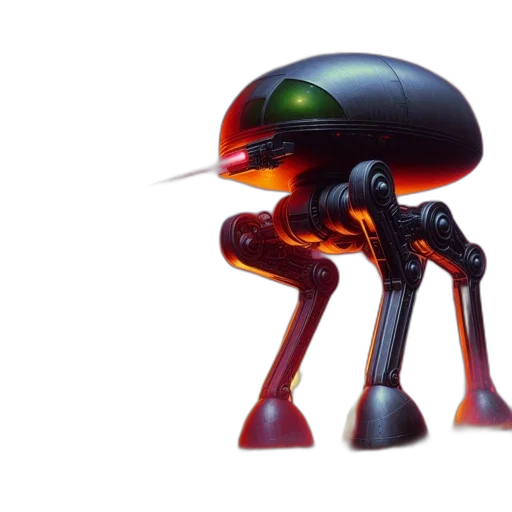 robot, creature, weapon, 3d render, concept art, outer space, futuristic, domed transparent PNG cut-out