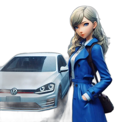 car, concept art, fantasy art, photorealistic, anime, blue, monochrome, animated transparent PNG cut-out