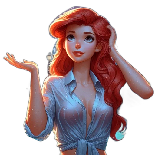 dress, face, fantasy art, cartoon, concept art, comic book art, red, pastel transparent PNG cut-out