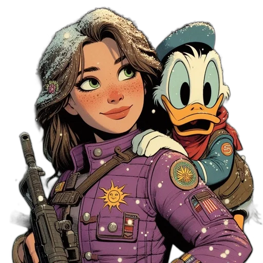 weapon, jacket, comic book art, cartoon, pixel art, concept art, young, woman transparent PNG cut-out