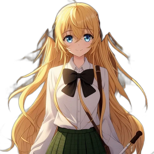 staff, dress, hair, face, anime, pixel art, cartoon, concept art transparent PNG cut-out