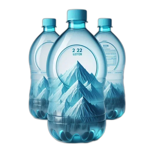 bottle, 3d render, photorealistic, concept art, blue, three, transparent, bottles transparent PNG cut-out