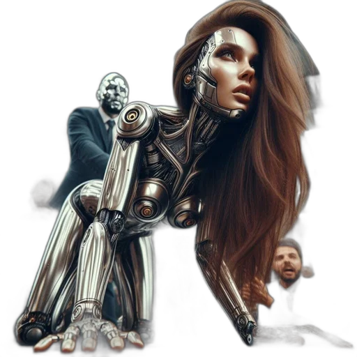 robot, weapon, concept art, fantasy art, cyberpunk, comic book art, futuristic, metallic transparent PNG cut-out
