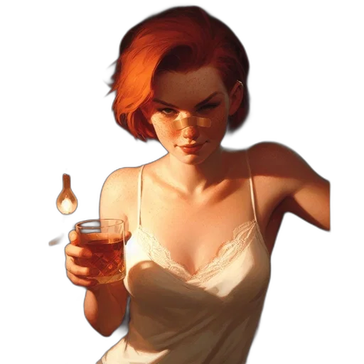 dress, bottle, jewelry, face, concept art, pixel art, photorealistic, comic book art transparent PNG cut-out