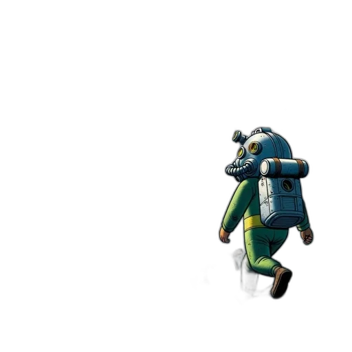 robot, jacket, mask, creature, pixel art, concept art, 3d render, vaporwave transparent PNG cut-out