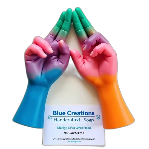 blue, colorful, first, image, shows, two, hand-shaped, wax transparent PNG cut-out