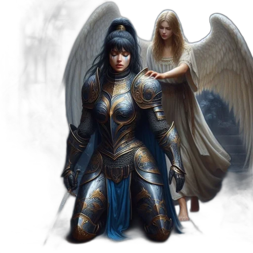 fantasy art, concept art, comic book art, photorealistic, golden, dark, blue, inside transparent PNG cut-out