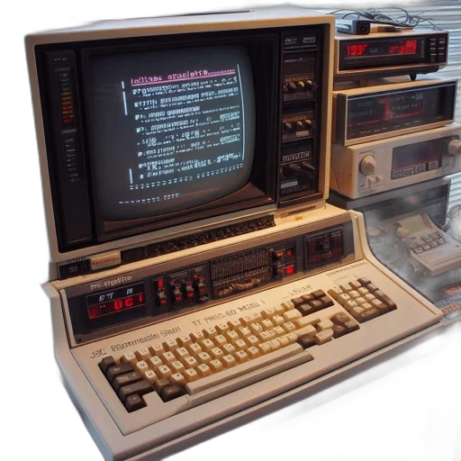 weapon, robot, cyberpunk, old-style, computer, setup, large, crt transparent PNG cut-out