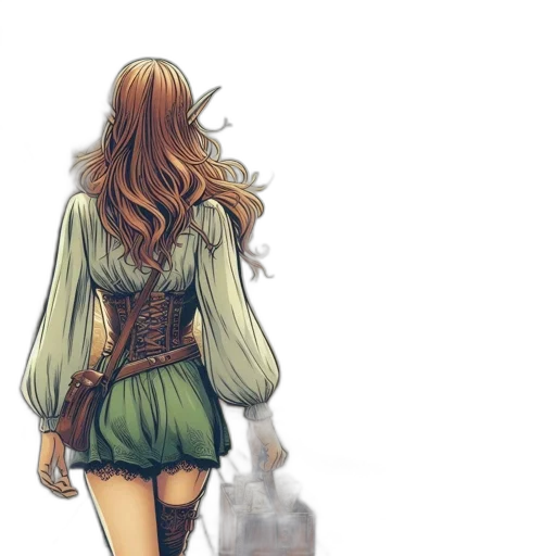 dress, jacket, sword, fantasy art, comic book art, watercolor, concept art, fog transparent PNG cut-out