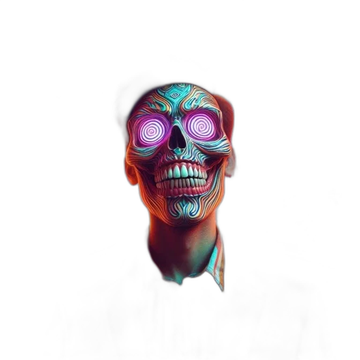 mask, face, robot, creature, concept art, 3d render, cyberpunk, watercolor transparent PNG cut-out