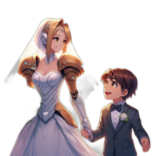 crown, dress, sword, robot, concept art, pixel art, anime, fantasy art transparent PNG cut-out