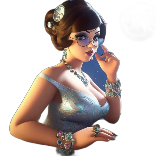 jewelry, dress, staff, crown, concept art, fantasy art, 3d render, pixel art transparent PNG cut-out