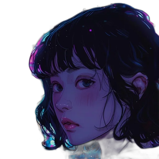 face, creature, crown, robot, watercolor, concept art, fantasy art, vaporwave transparent PNG cut-out