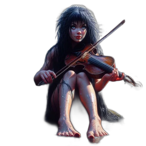 fantasy art, concept art, photorealistic, oil painting, underwater, fog, dark-haired, woman transparent PNG cut-out