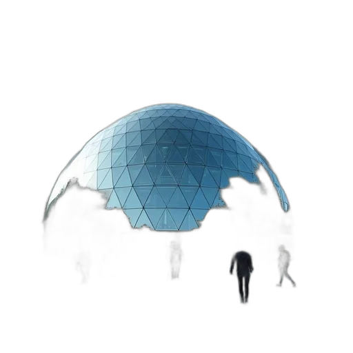 umbrella, hat, mask, robot, concept art, 3d render, vaporwave, pixel art transparent PNG cut-out