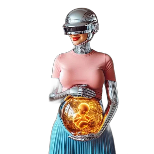 robot, dress, food, mask, concept art, vaporwave, 3d render, cyberpunk transparent PNG cut-out