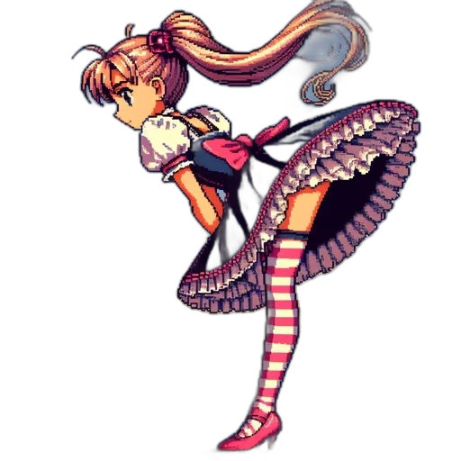 dress, staff, pixel art, anime, concept art, watercolor, monochrome, pastel transparent PNG cut-out
