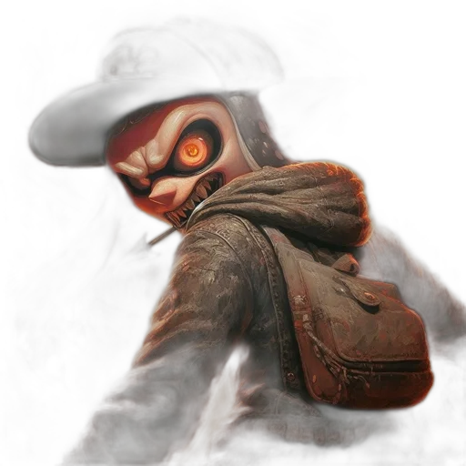 mask, face, hat, jacket, concept art, fantasy art, photorealistic, watercolor transparent PNG cut-out