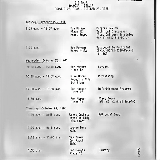 staff, schedule, event, bologna, italy, october, 1985, includes transparent PNG cut-out
