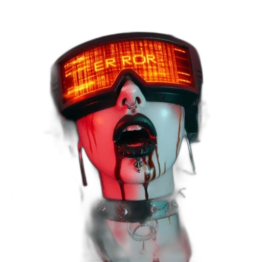 robot, mask, face, staff, cyberpunk, concept art, vaporwave, 3d render transparent PNG cut-out
