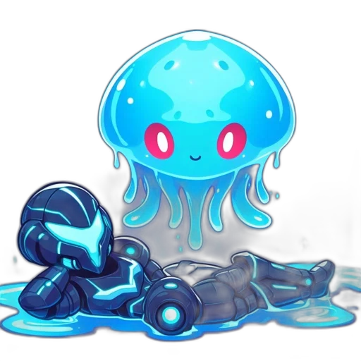 creature, concept art, pixel art, fantasy art, 3d render, underwater, blue, futuristic transparent PNG cut-out
