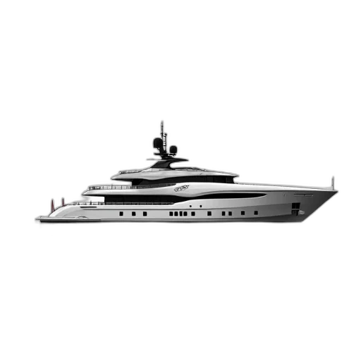 3d render, concept art, photorealistic, black, white, illustration, luxury, yacht transparent PNG cut-out