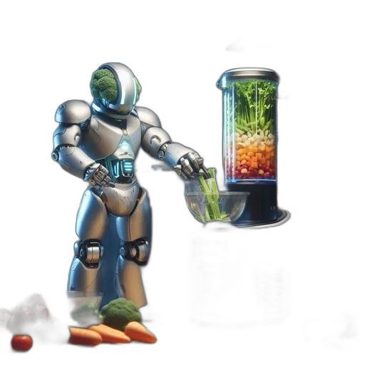 robot, food, bottle, concept art, 3d render, vaporwave, pixel art, outer space transparent PNG cut-out