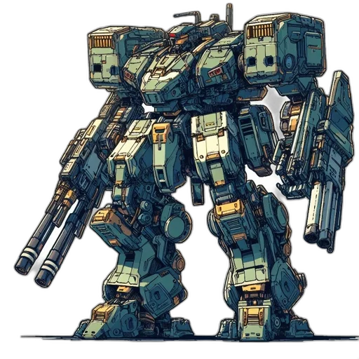 robot, weapon, concept art, watercolor, pixel art, comic book art, blue, elaborate transparent PNG cut-out