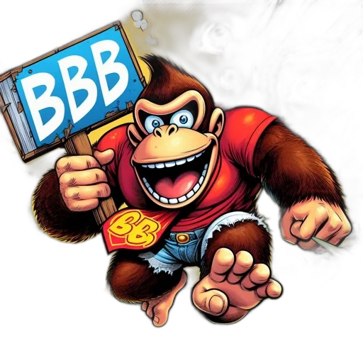 concept art, 3d render, comic book art, pixel art, cartoonish, gorilla, character, dressed transparent PNG cut-out