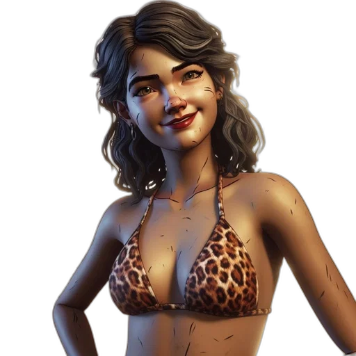 concept art, fantasy art, 3d render, photorealistic, animated, female, character, leopard transparent PNG cut-out