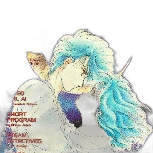 jacket, staff, jewelry, hair, vaporwave, anime, comic book art, concept art transparent PNG cut-out