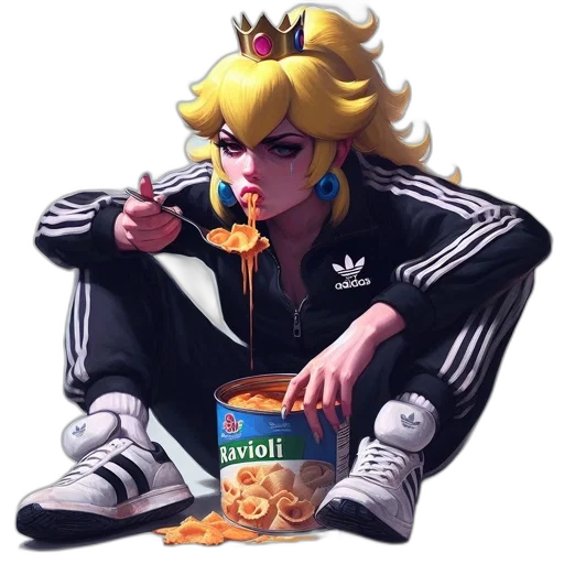 food, crown, animal, jacket, vaporwave, pixel art, concept art, anime transparent PNG cut-out