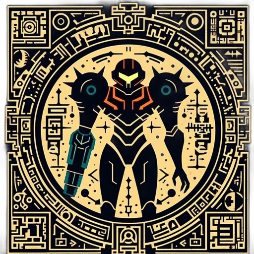robot, mask, weapon, sword, comic book art, concept art, pixel art, fantasy art transparent PNG cut-out