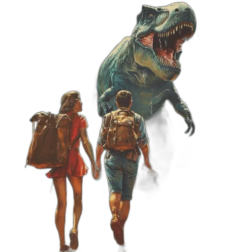 creature, animal, concept art, fantasy art, comic book art, earth tones, t-rex, roars transparent PNG cut-out
