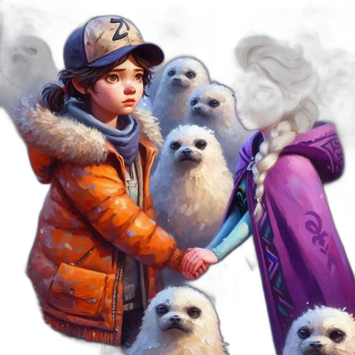 jacket, animal, concept art, fantasy art, photorealistic, watercolor, snow, fire transparent PNG cut-out