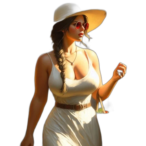 dress, hat, jewelry, staff, concept art, 3d render, photorealistic, pixel art transparent PNG cut-out