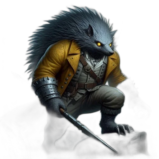 staff, creature, jacket, animal, fantasy art, concept art, pixel art, comic book art transparent PNG cut-out