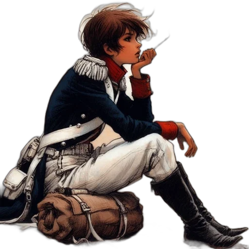 jacket, weapon, concept art, comic book art, photorealistic, young, man, napoleonic-era transparent PNG cut-out