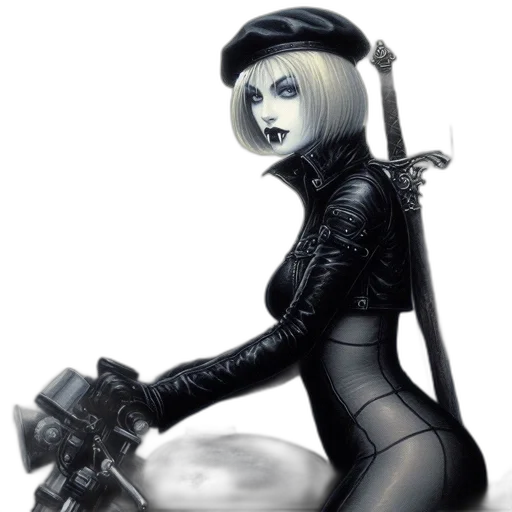 robot, staff, weapon, comic book art, concept art, fantasy art, cartoon, monochrome transparent PNG cut-out
