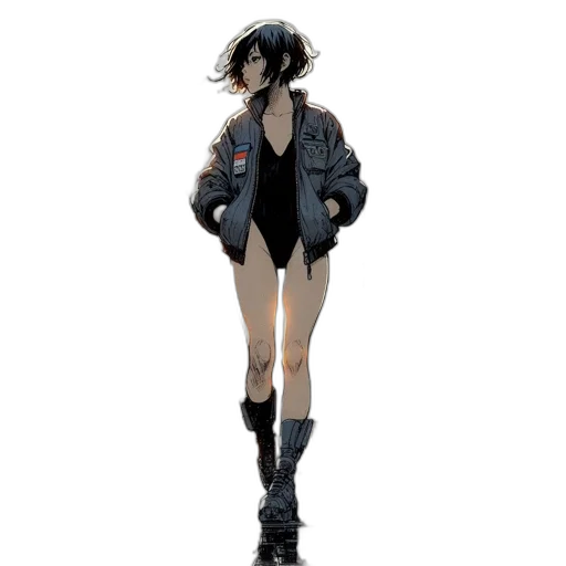 jacket, dress, concept art, cyberpunk, 3d render, pixel art, dark, monochrome transparent PNG cut-out