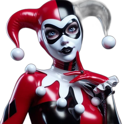 mask, comic book art, concept art, 3d render, photorealistic, realistic, harley, quinn transparent PNG cut-out