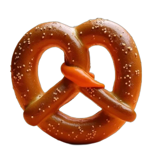 food, crown, jewelry, weapon, 3d render, photorealistic, pretzel, orange transparent PNG cut-out